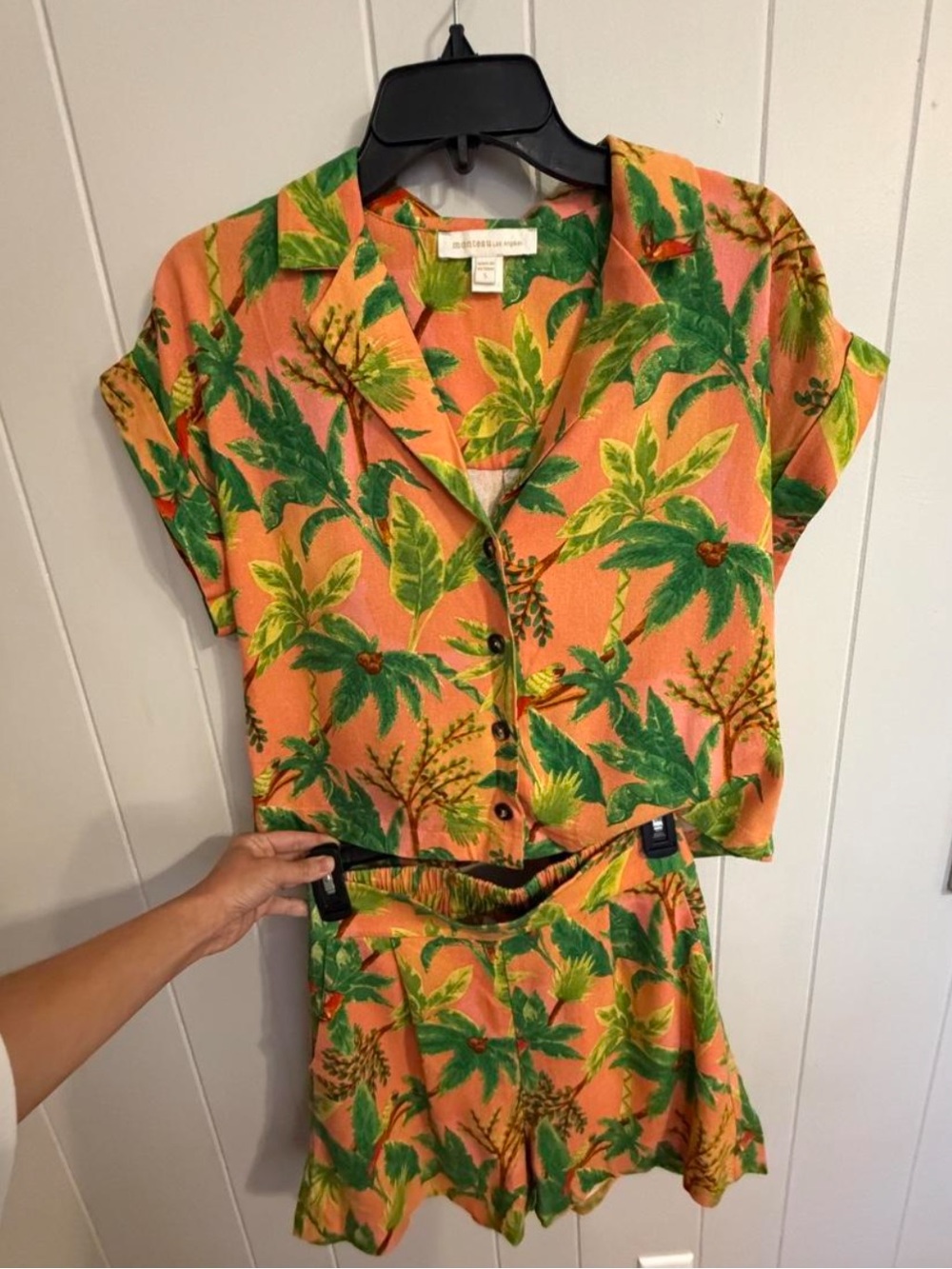 Monteau Coral Tropical Print Button Front Top + Shorts, Set. Only worn once.